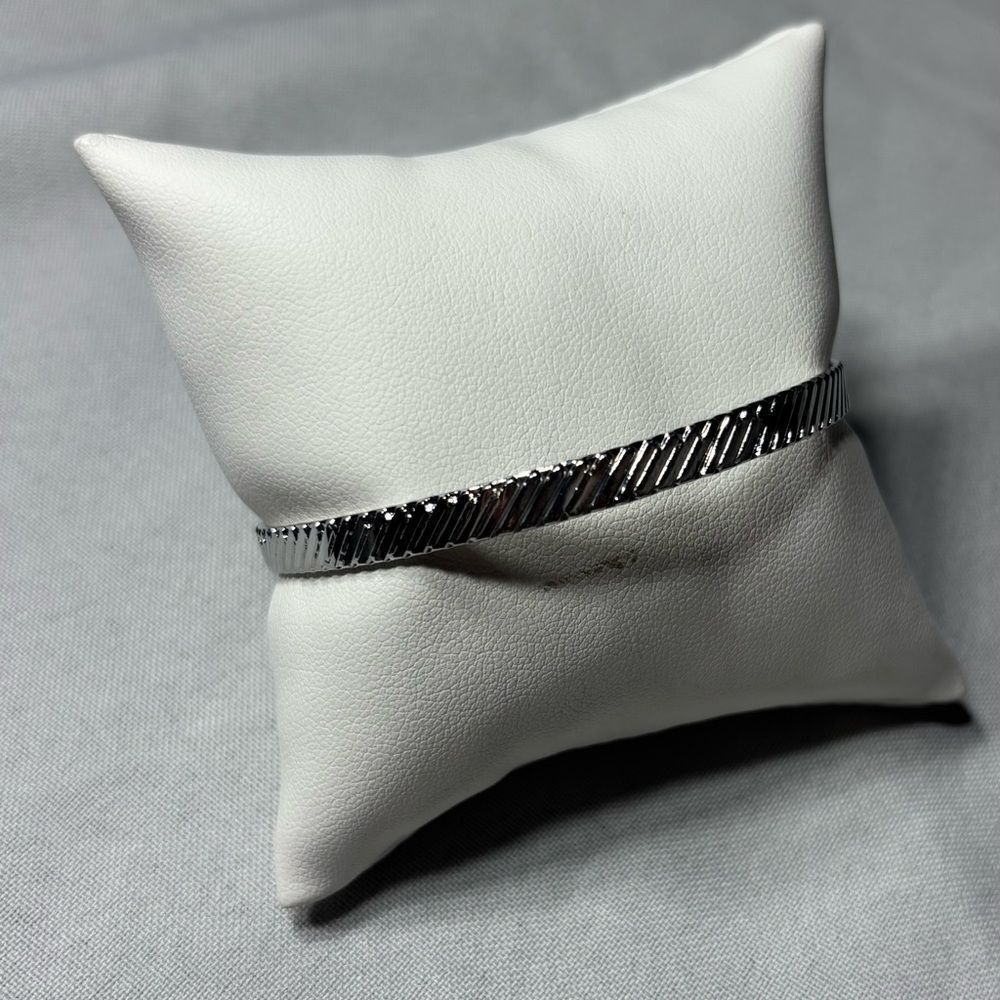 New! Textured Silvertone Boho Open Cuff Adjustable Bracelet